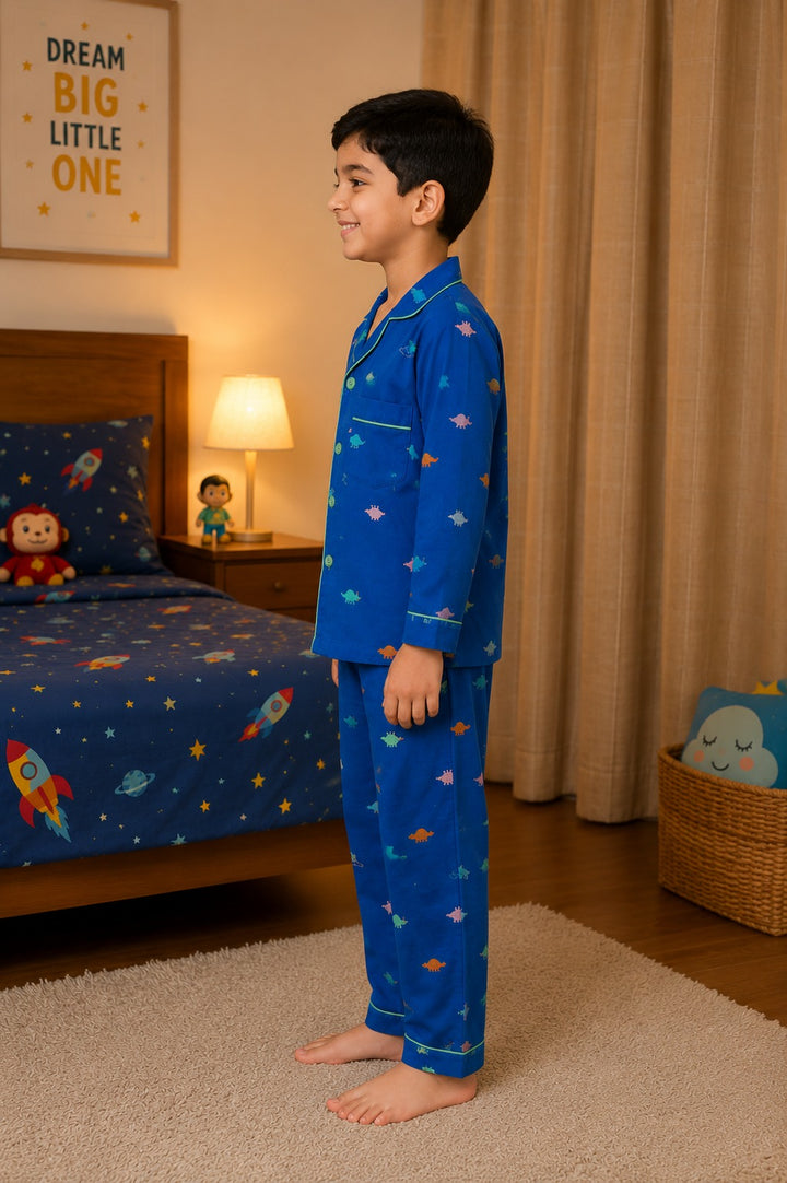 Jurassic Dreams  Print Long Sleeve Kids Night Suit