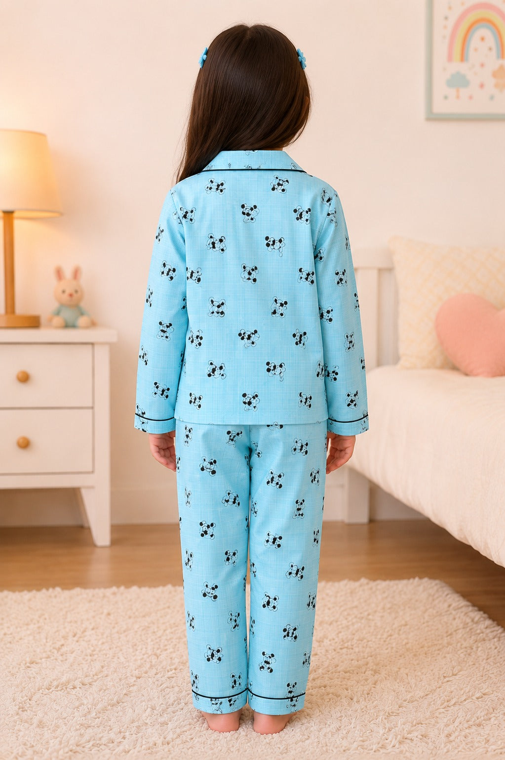 Cute Mouse Character Print Long Sleeve Kids Night Suit