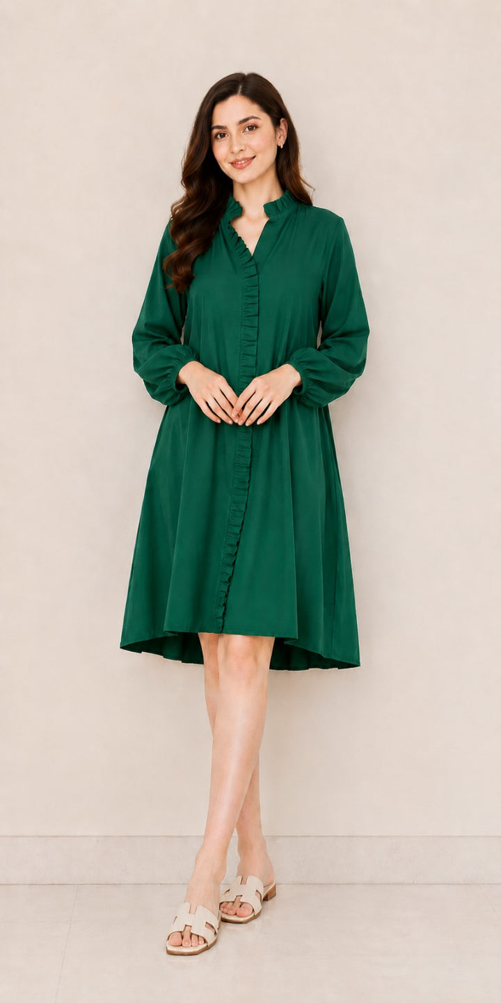 Flowy Mandarin Collar Dress