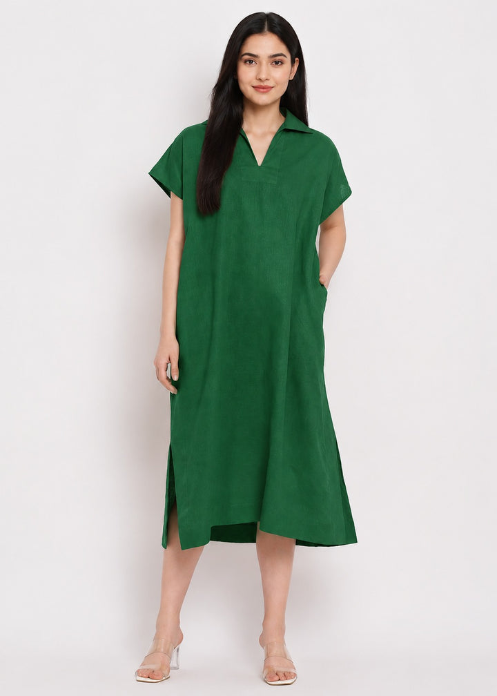 Cotton Poplin Maxi Dress with Pockets