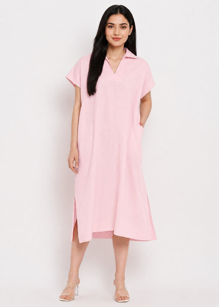 Cotton Poplin Maxi Dress with Pockets