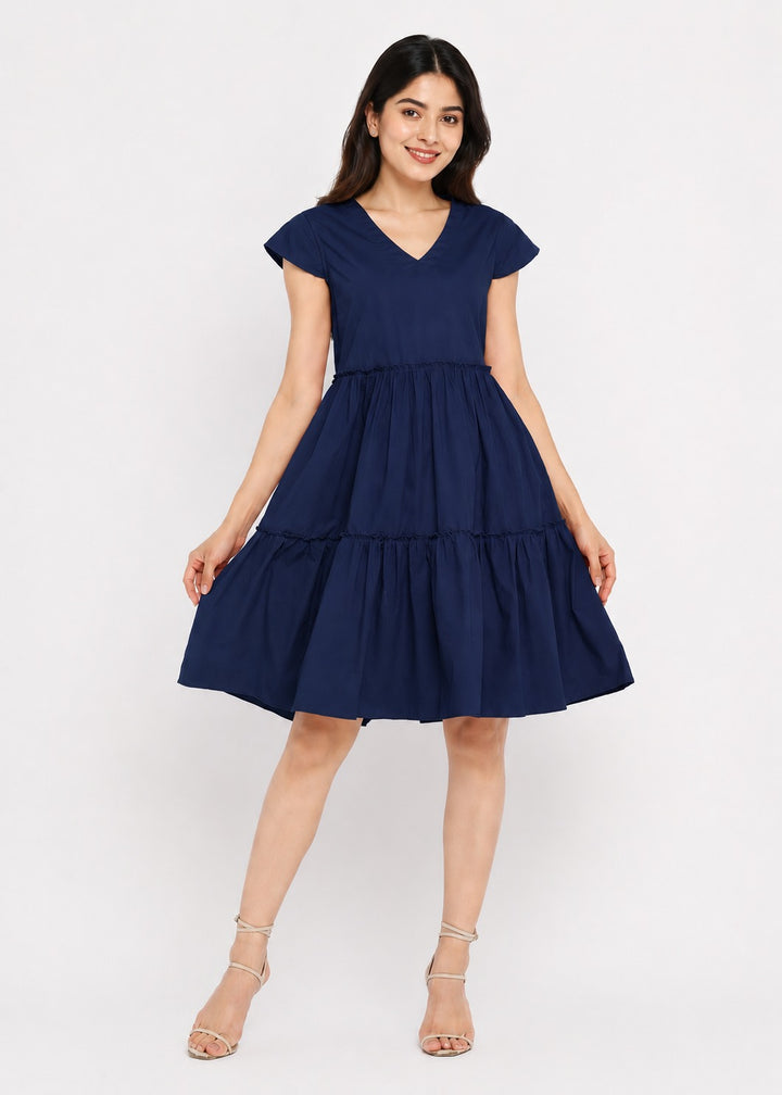 Tiered Cotton Dress with Pockets