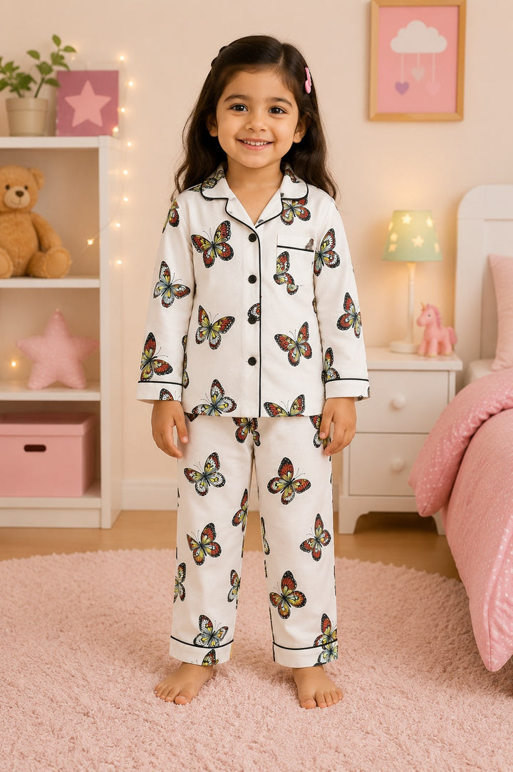 Butterfly Belle  Print Long Sleeve Kids Night Suit