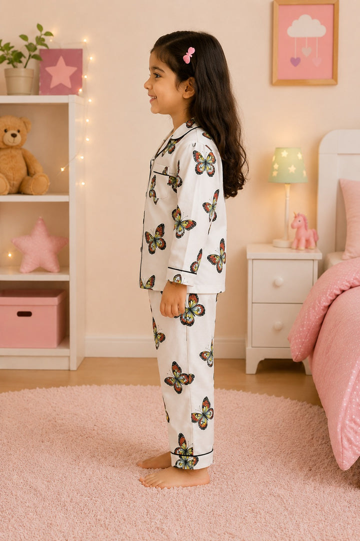 Butterfly Belle  Print Long Sleeve Kids Night Suit