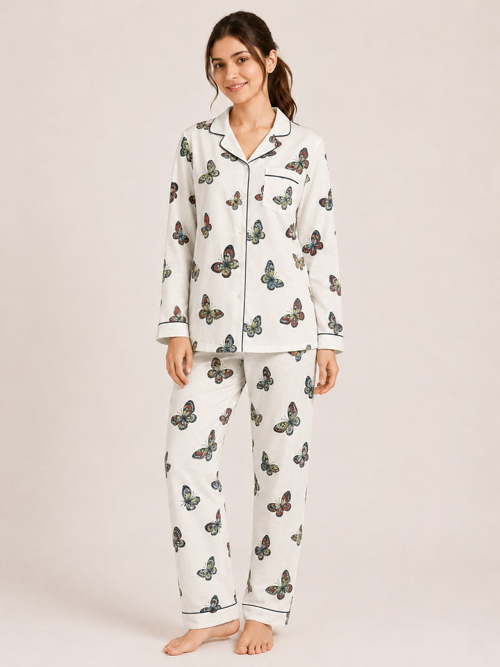 Butterfly Bliss Long Sleeve Women's Night Suit