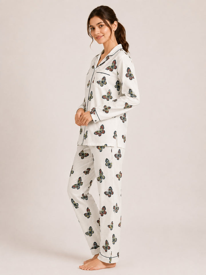 Butterfly Bliss Long Sleeve Women's Night Suit