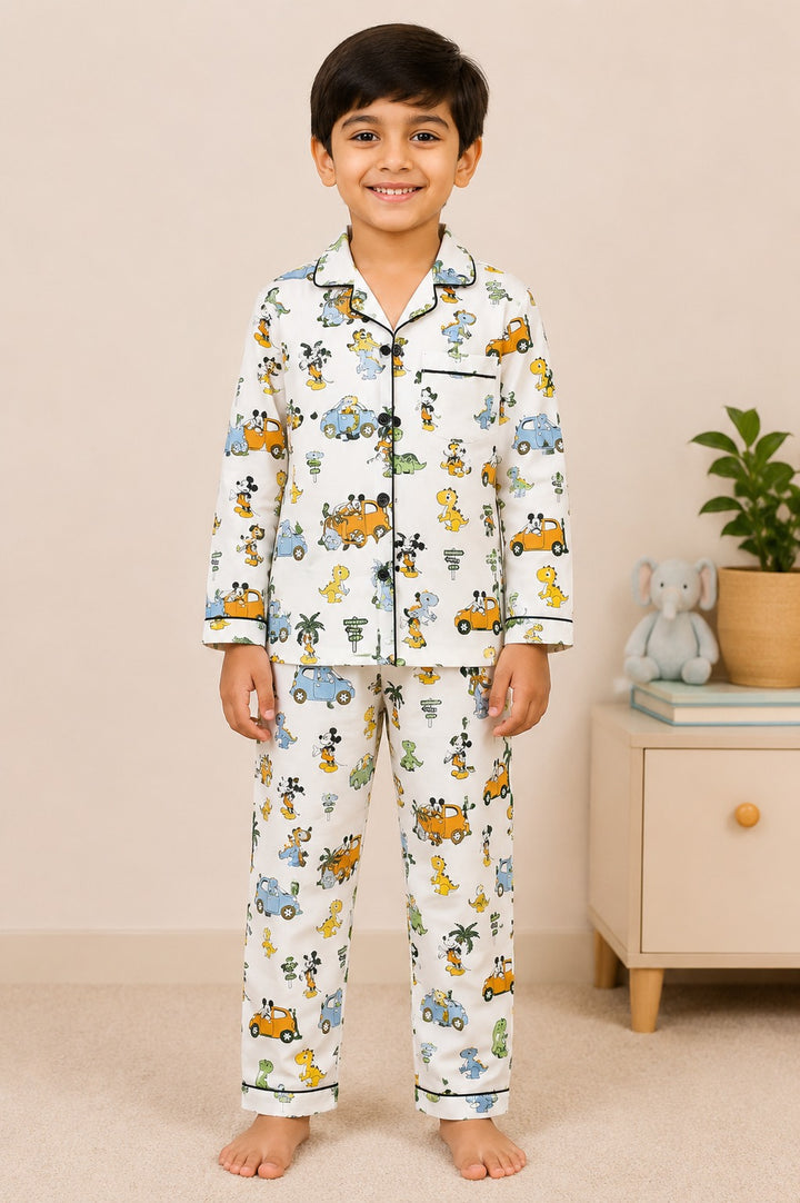 Dino Safari Print Long Sleeve Night Suit