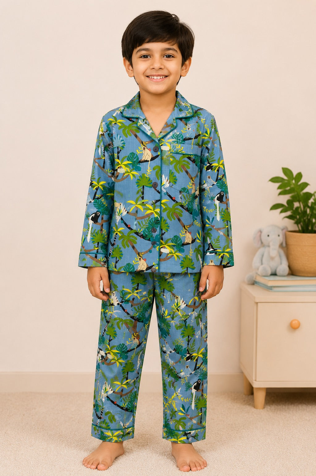 Tropical Adventure Sleep Print Long Sleeve Night Suit