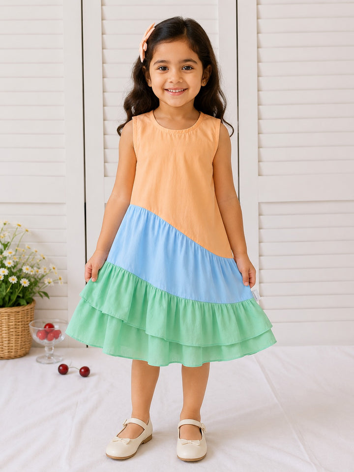 Pastel Rainbow Layered Ruffle Dress