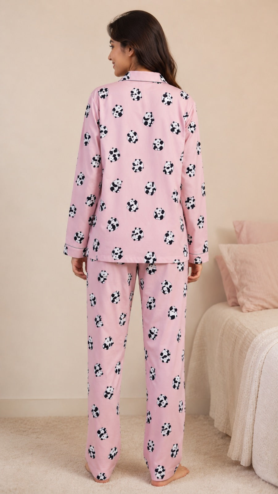 Blush Panda Print Short Sleeve Women's Night Suit