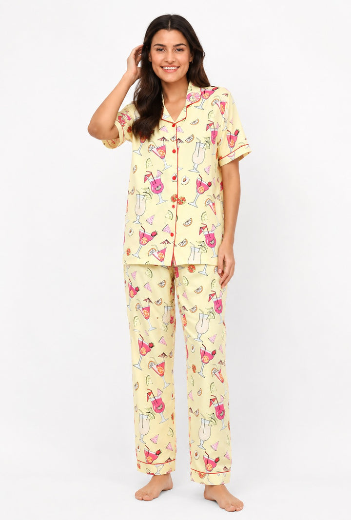 Summer Print Short Sleeve Women's Night Suit