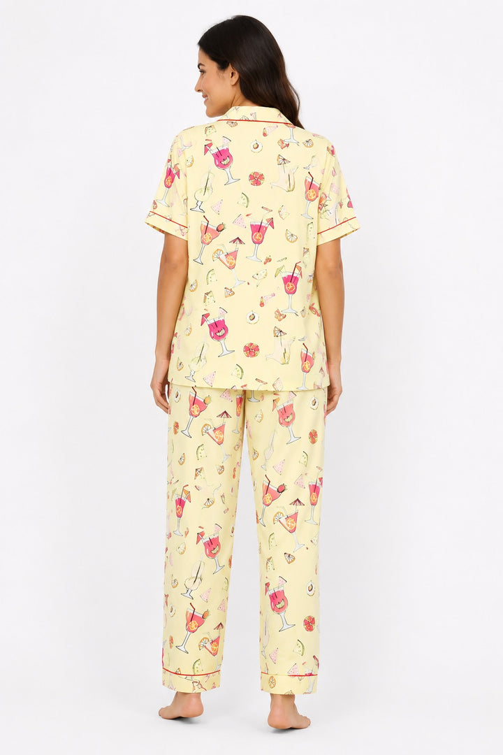 Summer Print Short Sleeve Women's Night Suit