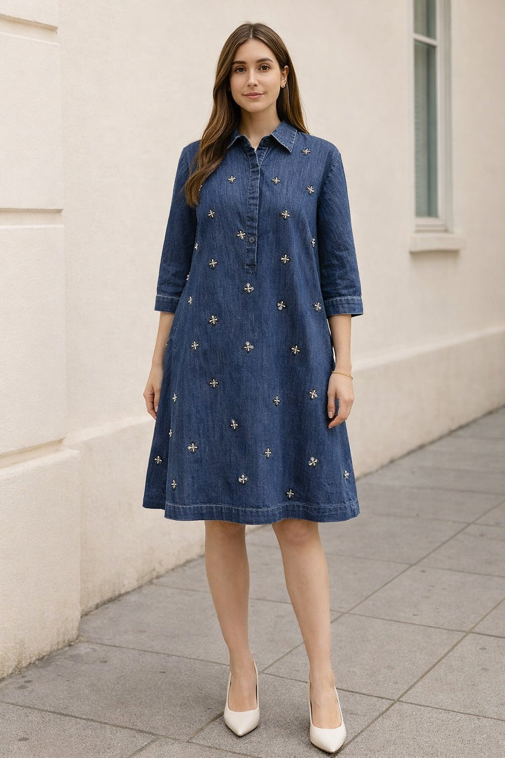 Stardust Denim Shirt Dress