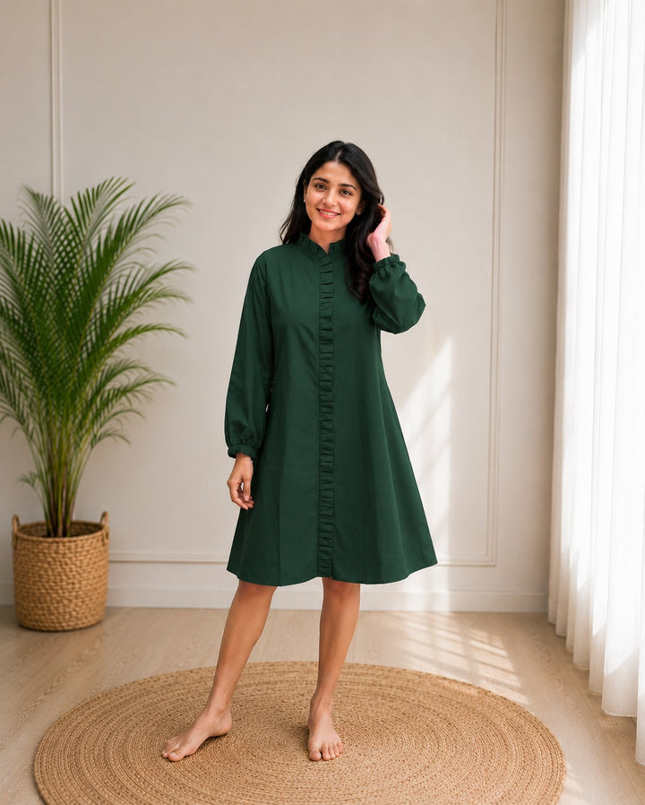 Flowy Mandarin Collar Dress