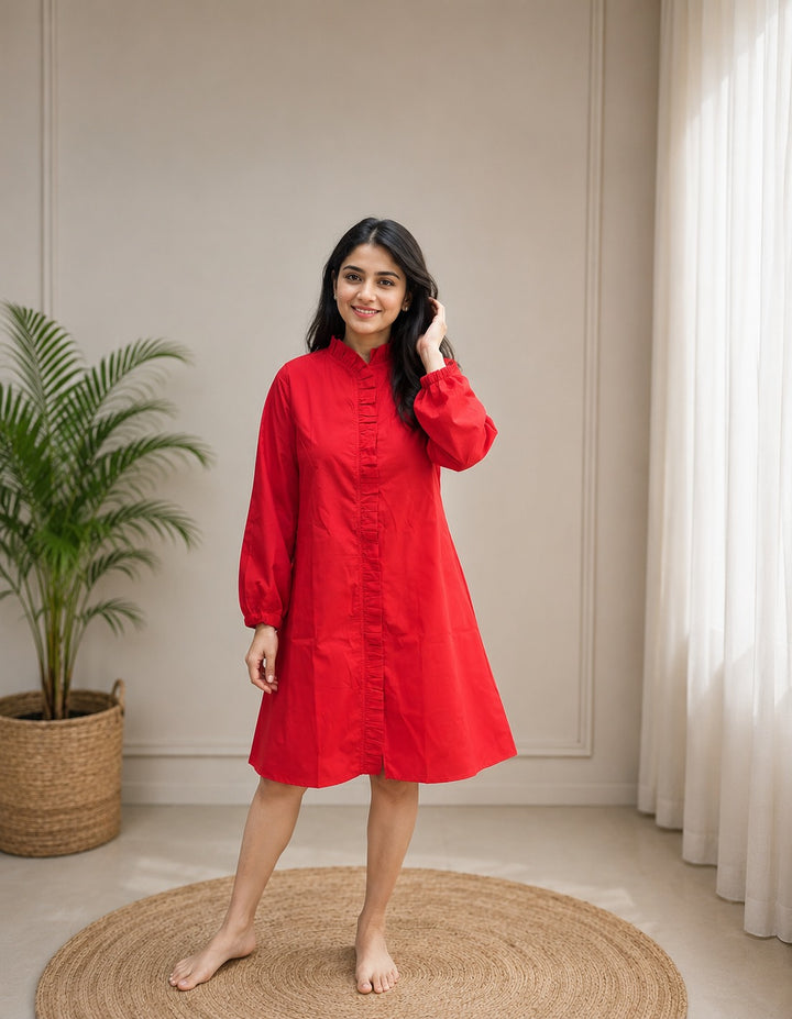 Flowy Mandarin Collar Dress