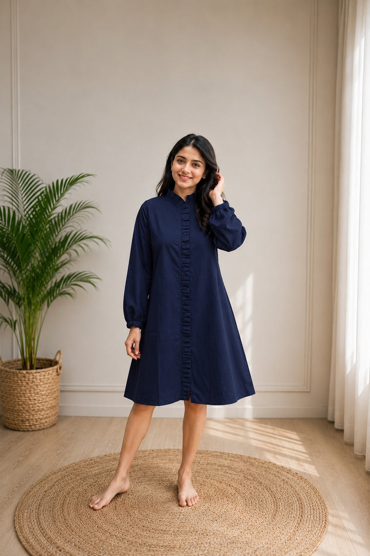 Flowy Mandarin Collar Dress
