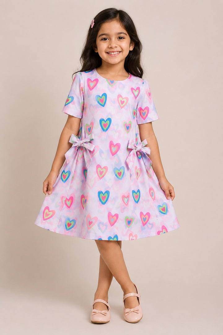 Multicolor Heart Print Dress