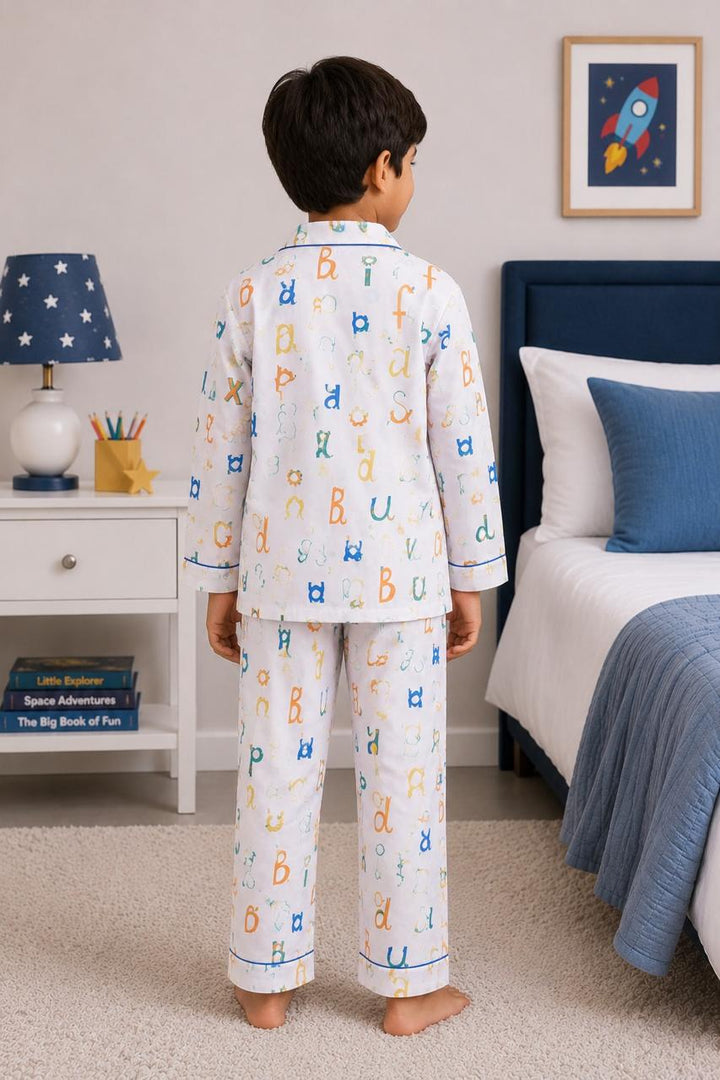 The Little Alphabet Club Print  Long Sleeve Night Suit