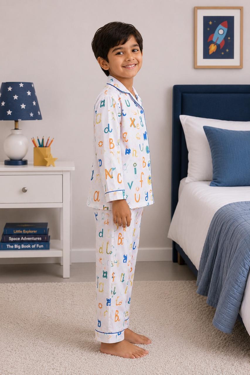 The Little Alphabet Club Print  Long Sleeve Night Suit