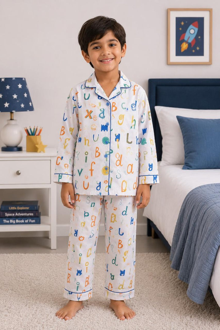 The Little Alphabet Club Print  Long Sleeve Night Suit