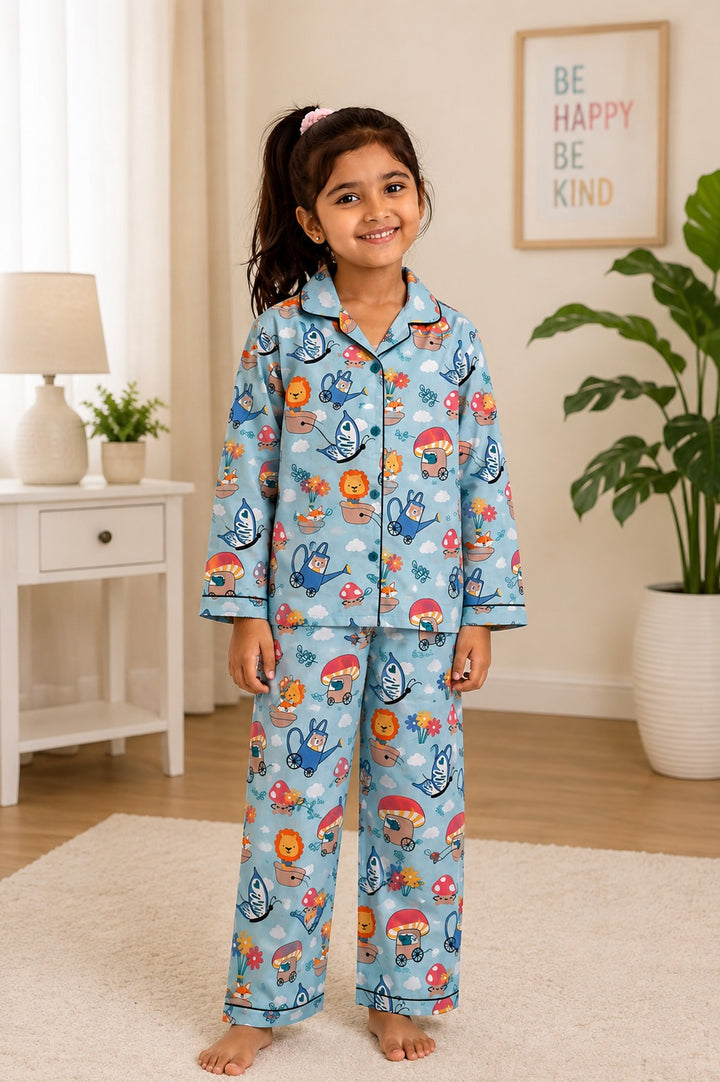 Happy Safari Dreams Print  Long Sleeve Night Suit