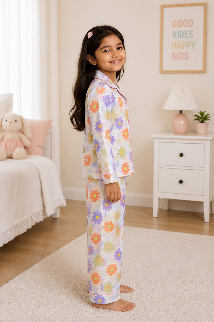 Happy Blooms Print  Long Sleeve Night Suit