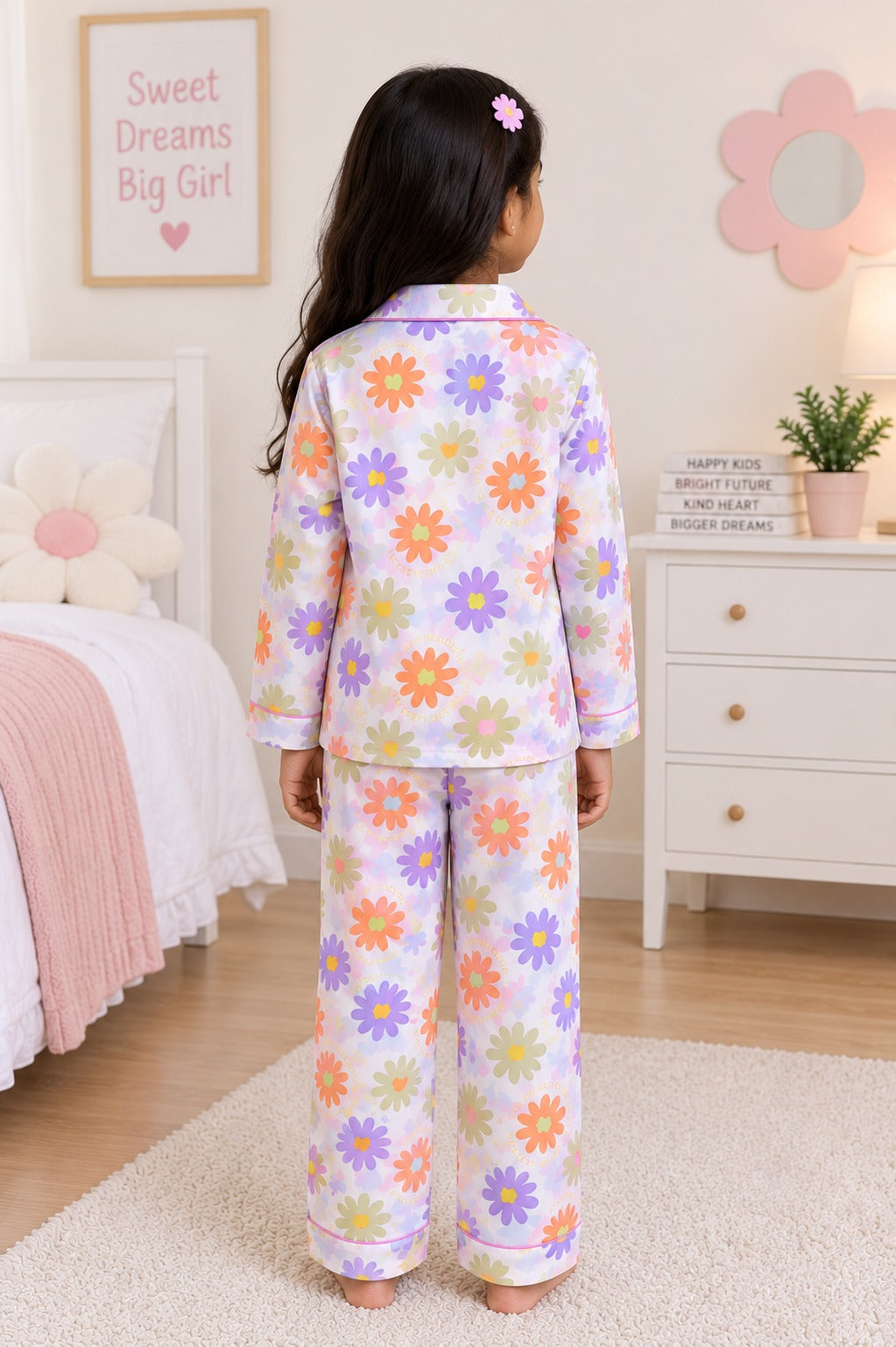 Happy Blooms Print  Long Sleeve Night Suit