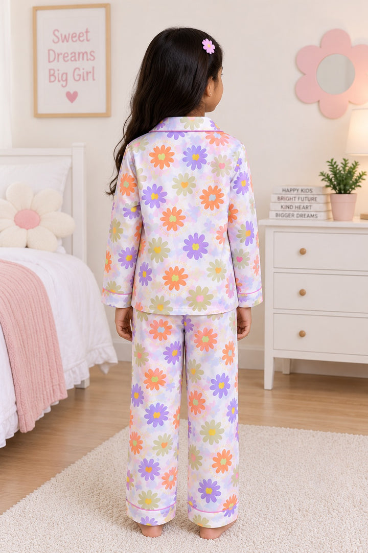 Happy Blooms Print  Long Sleeve Night Suit