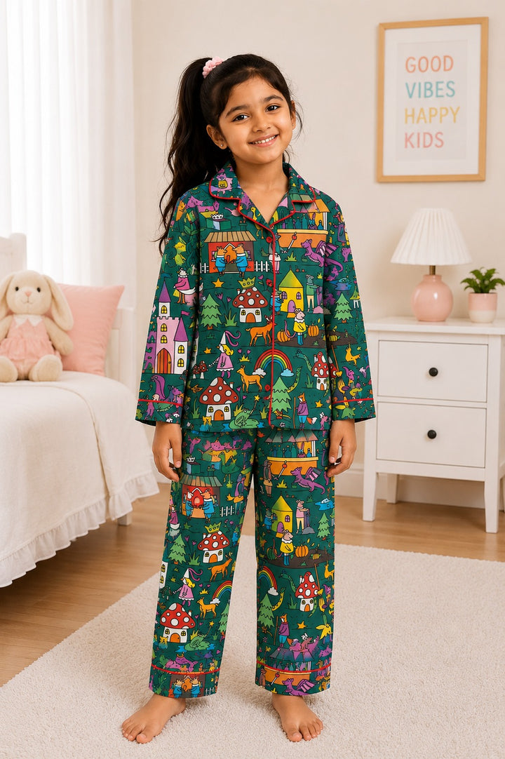 Magical Storyland Print  Long Sleeve Night Suit