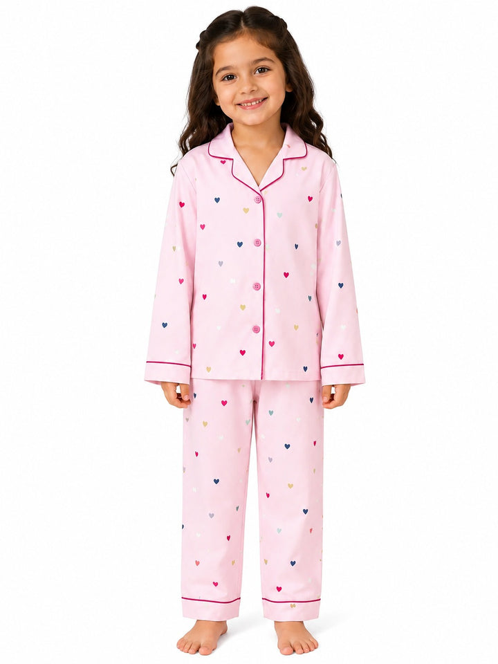 My Little Heart Print  Long Sleeve Night Suit