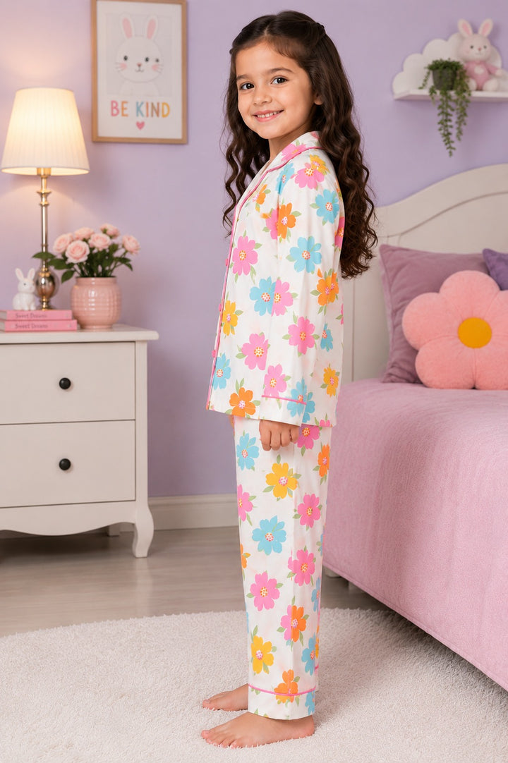 Happy Petals Print  Long Sleeve Night Suit