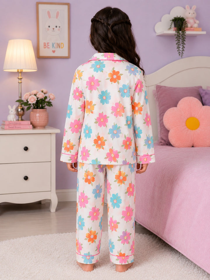 Happy Petals Print  Long Sleeve Night Suit