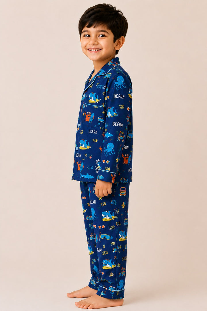 Ocean Explorer Print  Long Sleeve Night Suit