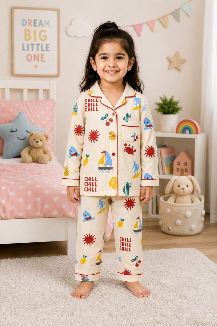 Sunny Chill Print  Long Sleeve Night Suit