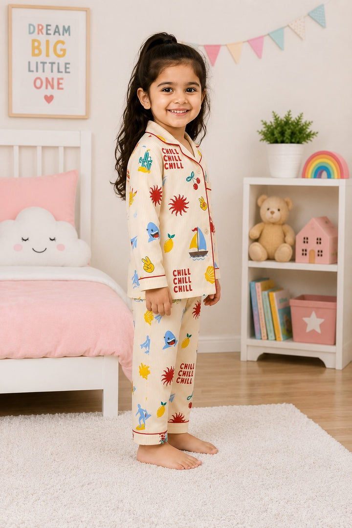 Sunny Chill Print  Long Sleeve Night Suit
