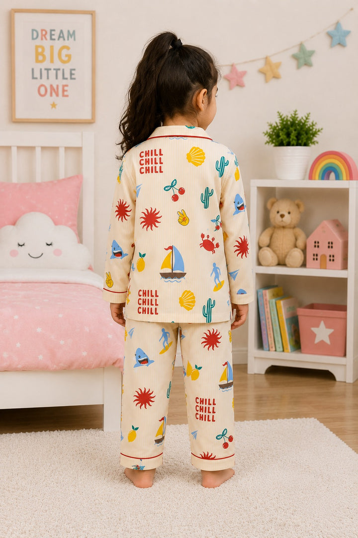 Sunny Chill Print  Long Sleeve Night Suit