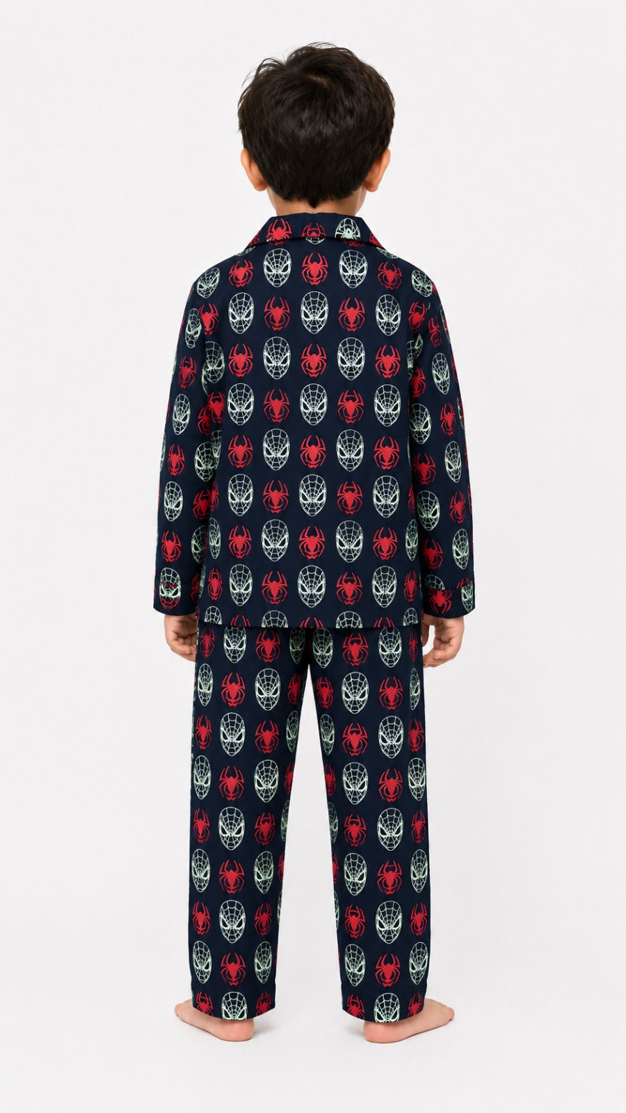 Spider Spark Glow in the Dark Print Long Sleeve Kids Night Suit