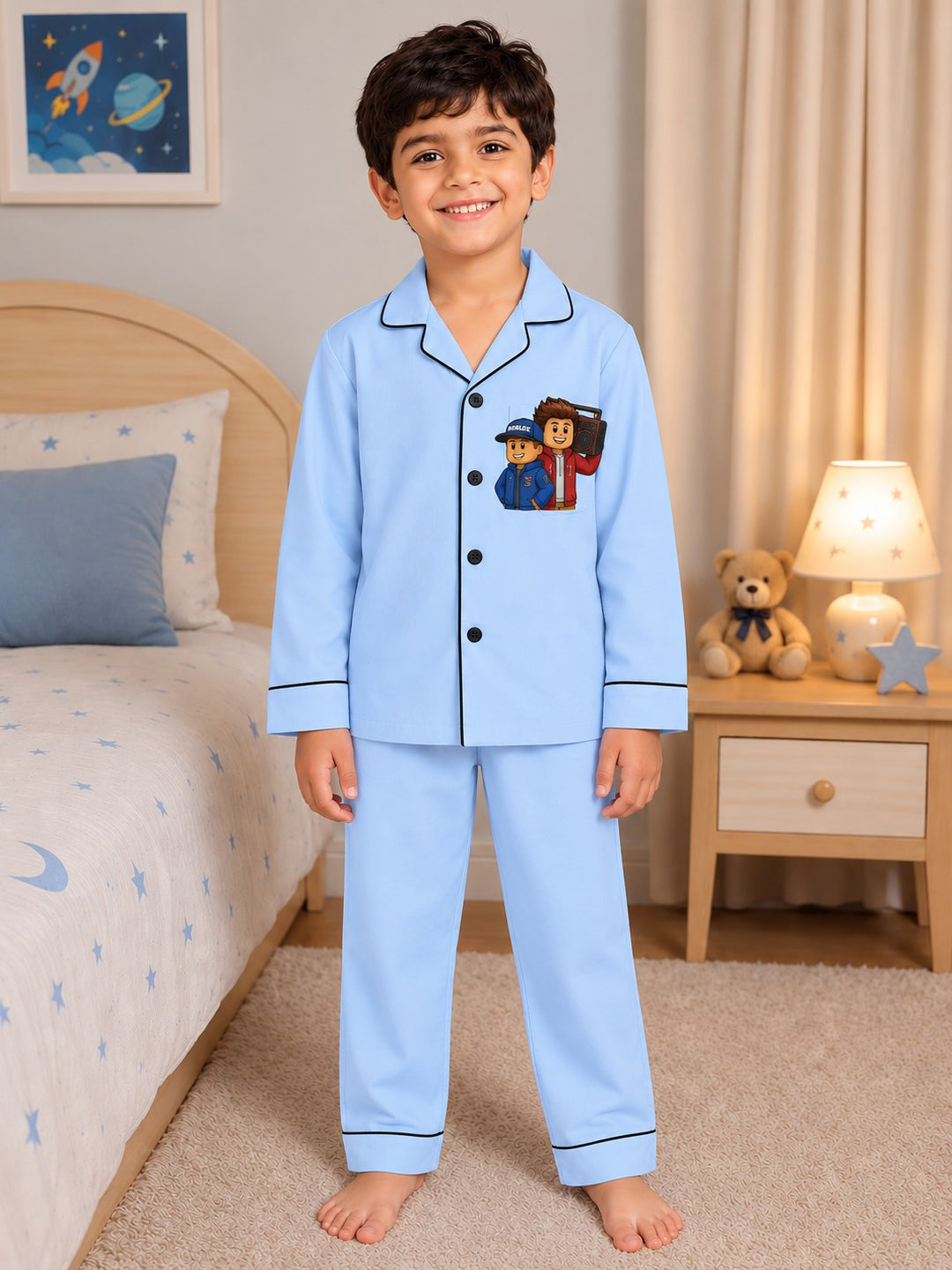 Roblox Heroes Print Long Sleeve  Night Suit