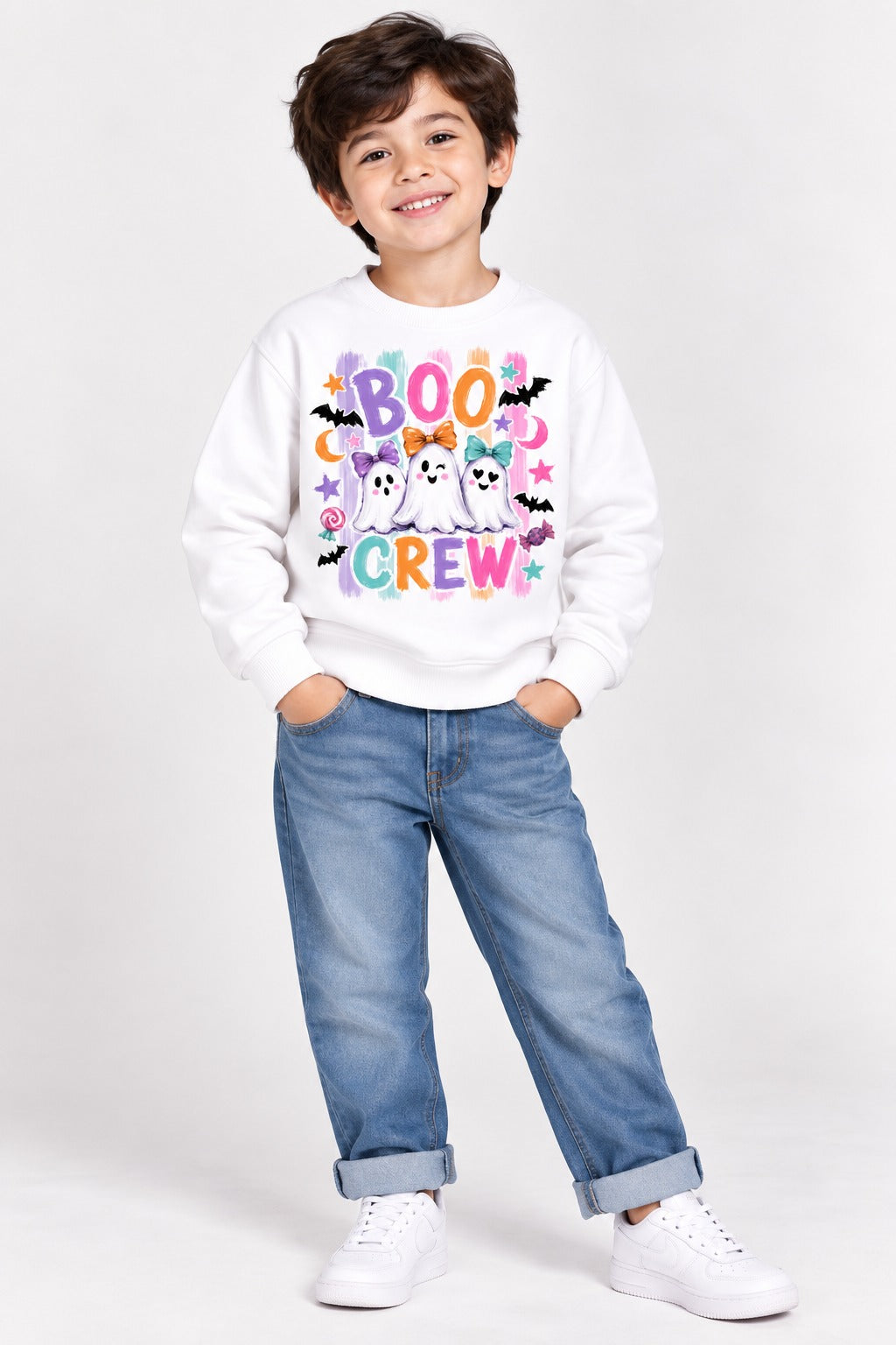 Boo Crew Ghost Printed Full Sleeve Sweatshirt