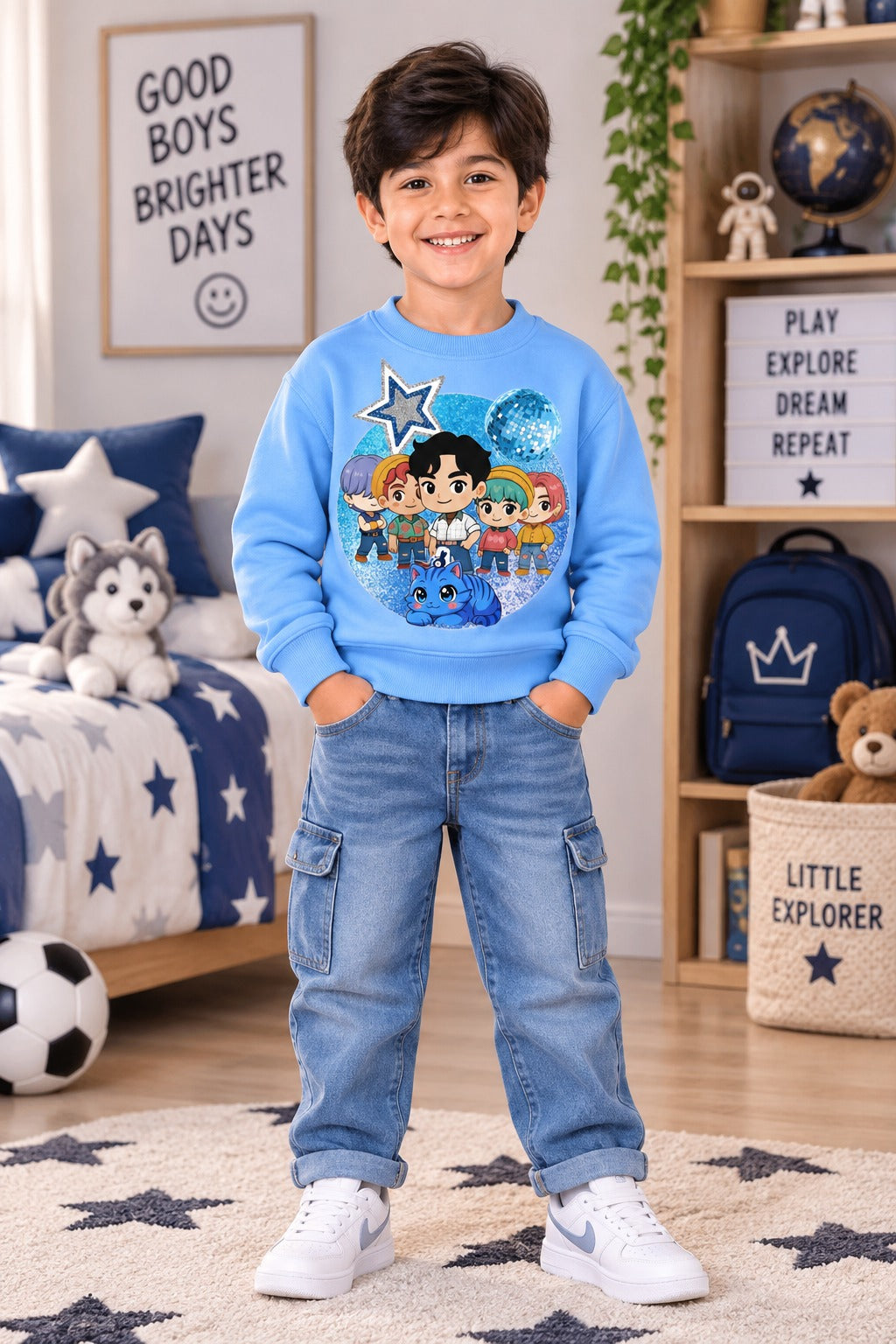 SAJA BOYS Cosmic Squad Blue Sweatshirt