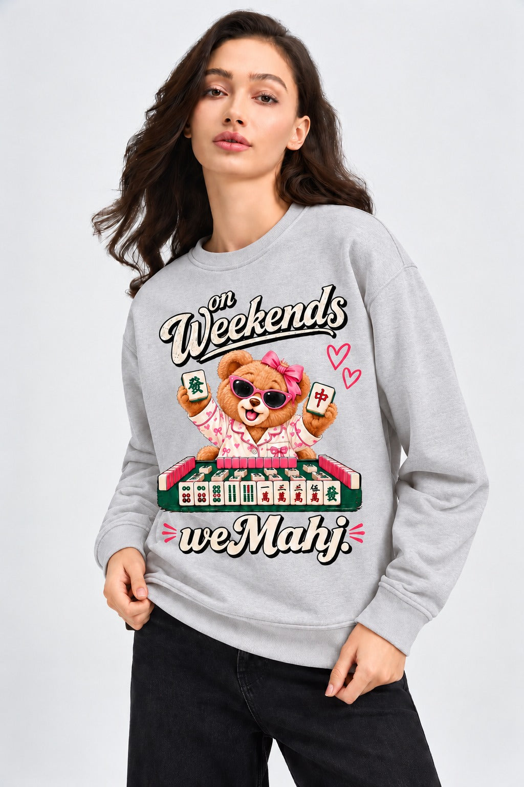 Mahjong Weekend Club Print Long Sleeve Women's Sweatshirt