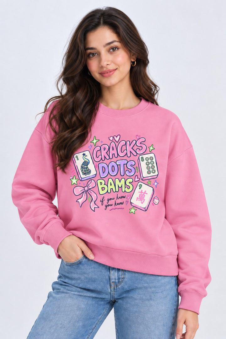 Tiles, Bows & Bams Print Long Sleeve Women's Sweatshirt