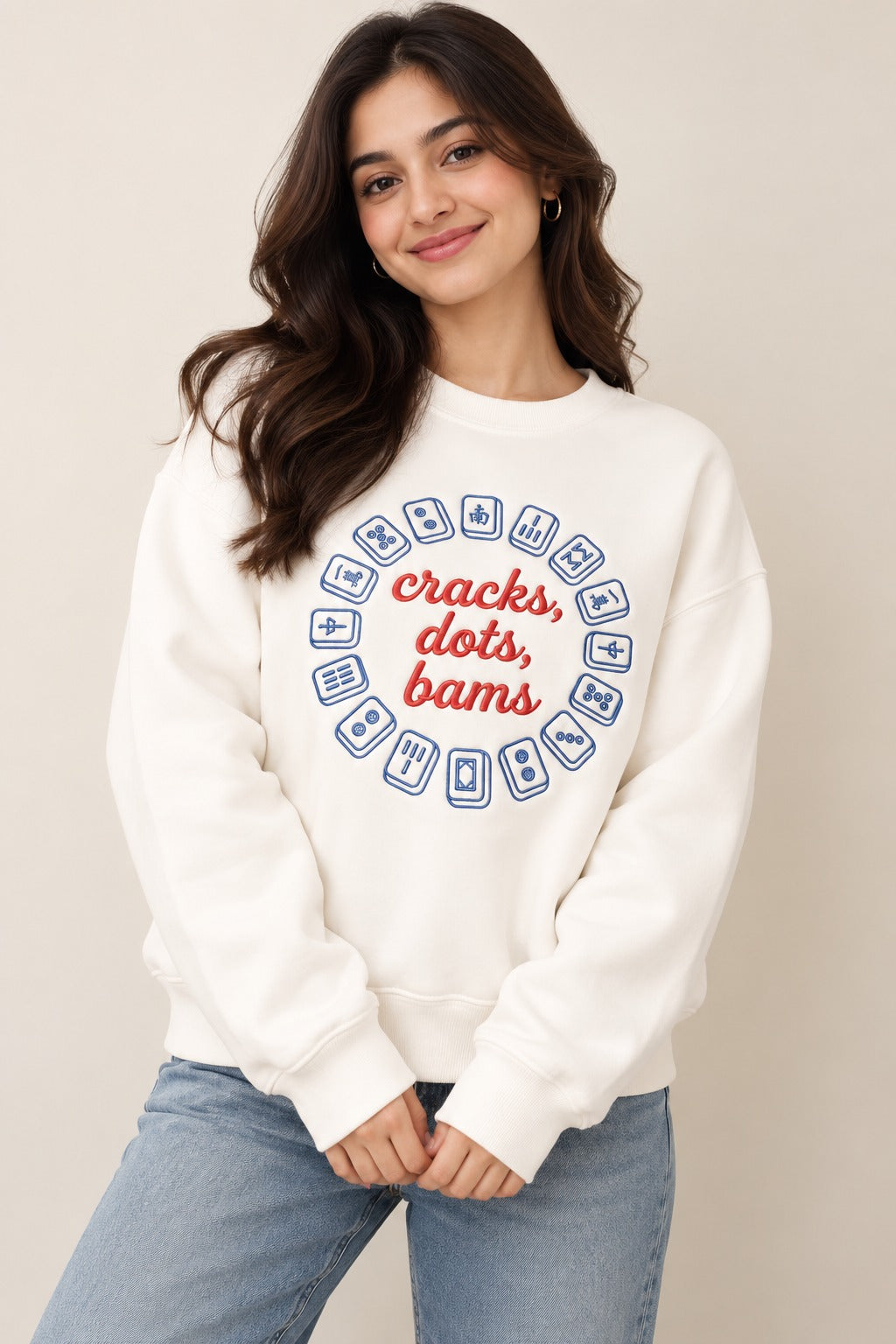 Cracks , Dots & Bams Print Long Sleeve Women's Sweatshirt