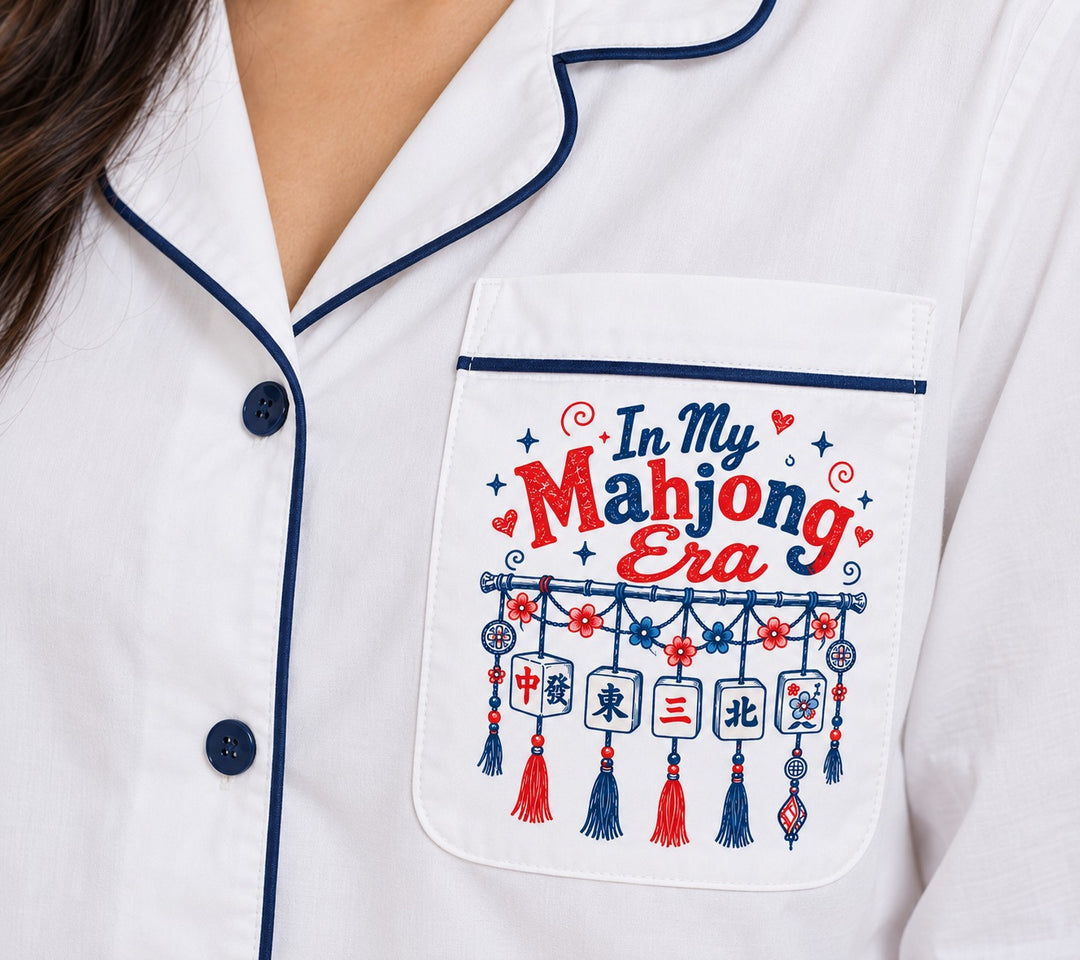 In My Mahjong Era Print  Long Sleeve Women's Night Suit
