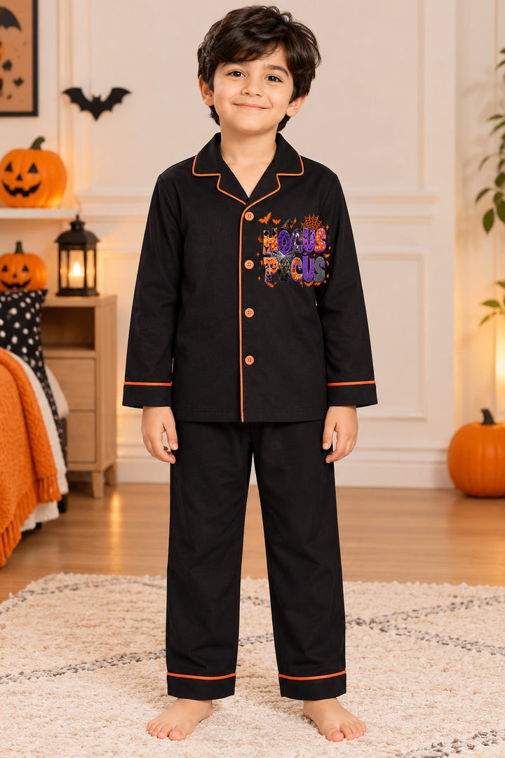 Hocus Pocus Halloween Print Long Sleeve Kids Night Suit