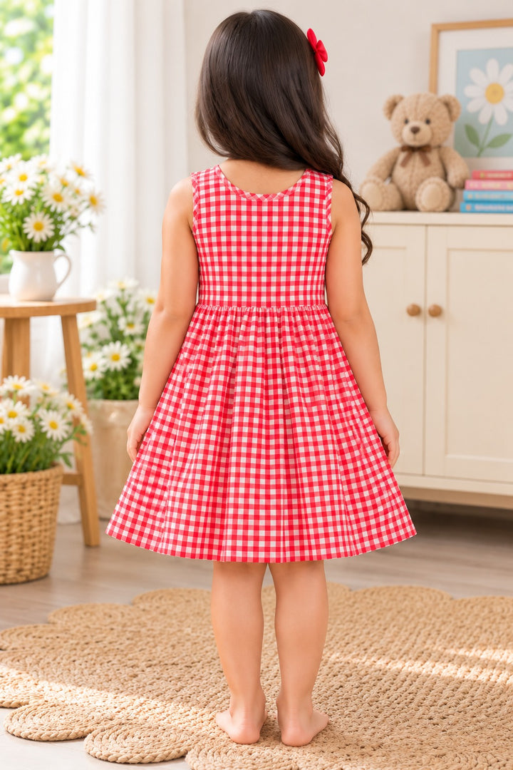Sweet Cherry Check Print Long Sleeve Kids Night Suit