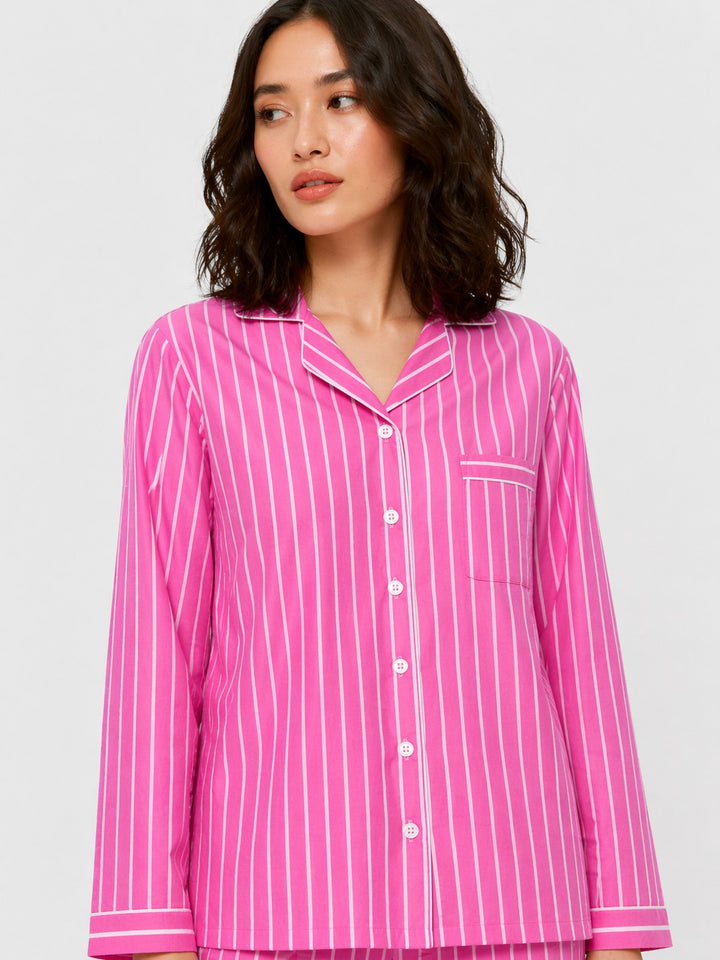 Bubblegum Stripe Lounge  Print Long Sleeve Women's Night Suit