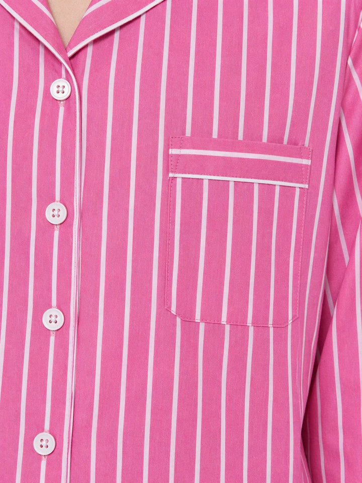 Bubblegum Stripe Lounge  Print Long Sleeve Women's Night Suit