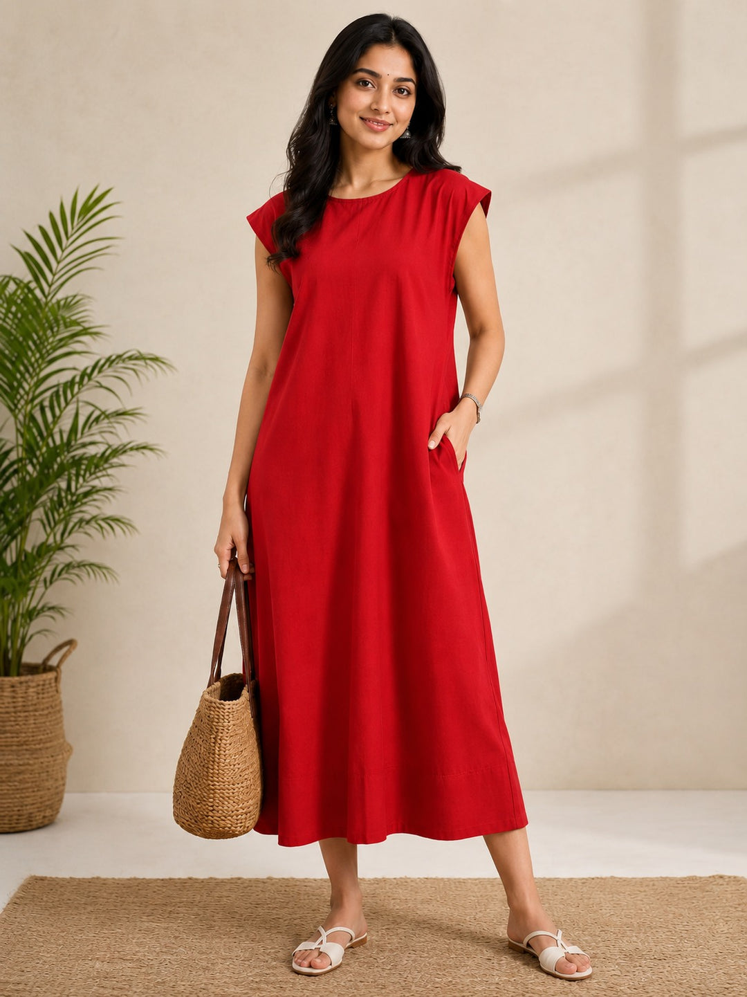 A-Line Maxi Dress with Pockets