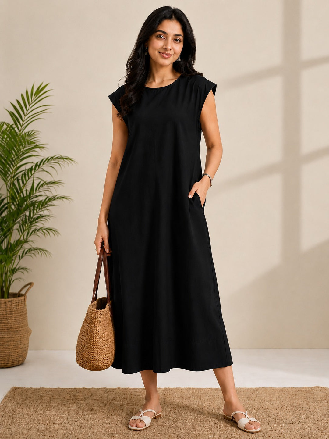A-Line Maxi Dress with Pockets